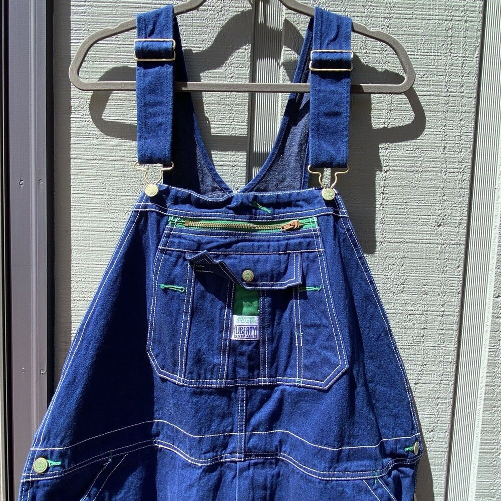 Liberty Overalls Men 44 Blue Jeans Bib Baggy Carpenter Cotton Denim 44x30 - Picture 2 of 8